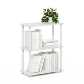 Furinno vue de face de l'étagère blanche, rangement compact et élégant