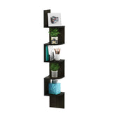 Furinno Rossi face avant espresso montrant rangement vertical gain de place