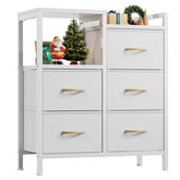 Furnulem commode blanche vue de face montrant rangement compact et design épuré