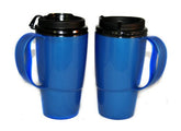 GAMA Electronics mug ThermoServ face avant bleu montrant la poignée ergonomique et maintien confortable