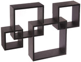 Greenco étagère 4 cubes vue frontale finition espresso pour décoration murale