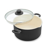 GreenLife faitout 6QT vue avant montrant design noir et finition soignée