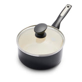 GreenPan vue avant de la casserole Rio noire montrant la finition et la capacité