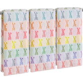 Hahafelt face du lot de serviettes de Pâques pastel montrant emballage et motif, idéal déco
