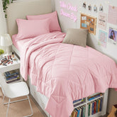 HEVUMYI vue avant de l’ensemble Twin XL montrant style et couleur rose