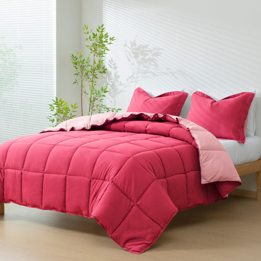 HIG couette queen face rose pour une chambre lumineuse et moderne