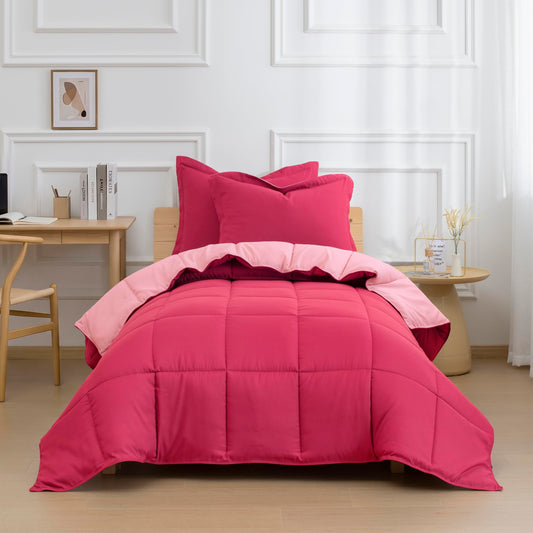 HIG parure rose face avant montrant la couette installée et un style instantané