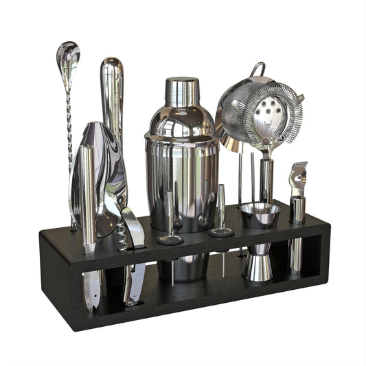 Highball & Chaser vue devant du coffret montrant tous les outils et le support, design pratique