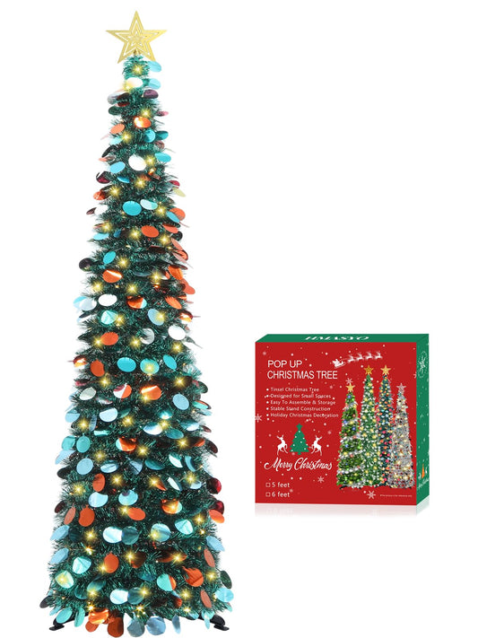 HMASYO sapin face entier debout gain de place, rendu scintillant