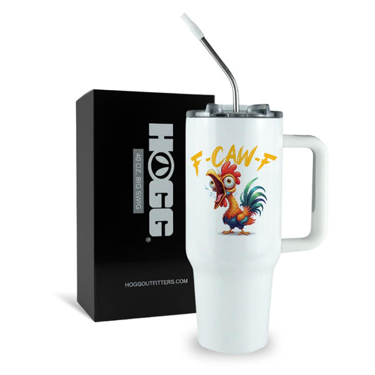 Hogg gobelet F-Caw-F face avant montrant design sarcastique et praticité