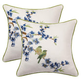 Holibeat face des housses avec broderie fleurs et oiseaux, décor élégant