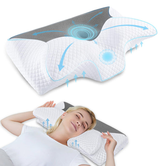 HOMCA oreiller face avant montrant la forme ergonomique pour soutien cervical