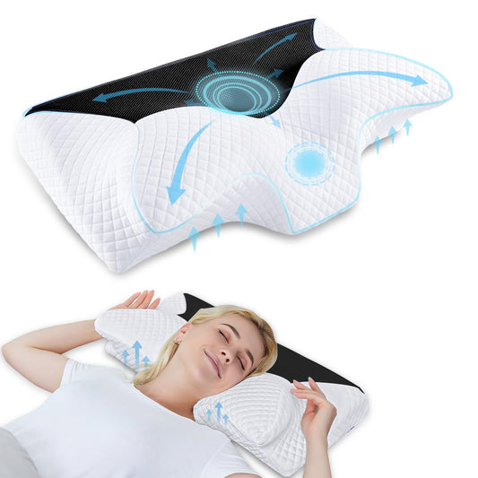 HOMCA oreiller cervical vue face montrant le profil ergonomique et meilleur maintien