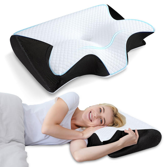 HOMCA oreiller vue face montrant la double forme et soutien ergonomique