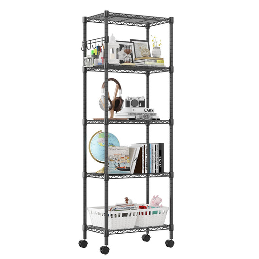 Homdox étagère face complète en métal noir offrant un rangement vertical stable