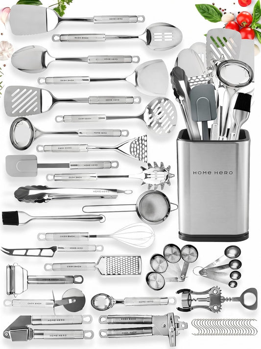 Home Hero ensemble 54 pièces présenté sur comptoir, organisation complète