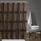 Homechoice Decor vue avant du rideau chocolate montrant volants et coupe élégante