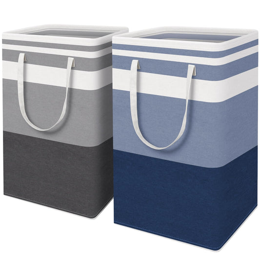 HomeHacks panier face avant gris et bleu montrant capacité et design