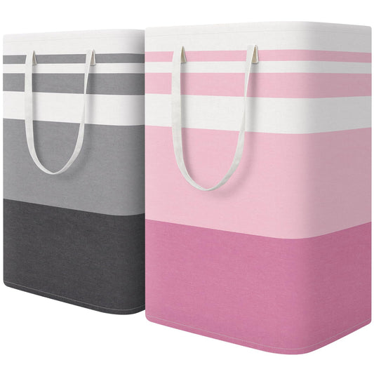HomeHacks lot de deux paniers face avant en gris et rose, rangement élégant