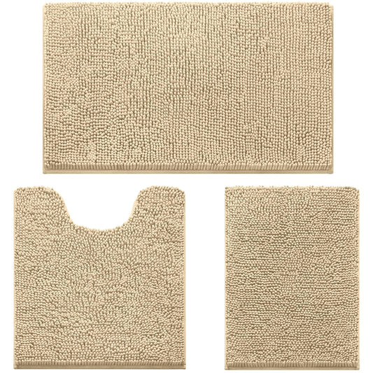 HOMEIDEAS ensemble 3 tapis beige posé, confort visuel et protection