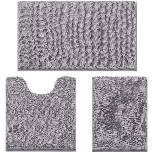 HOMEIDEAS face avant des trois tapis gris montrant la douceur et l'élégance