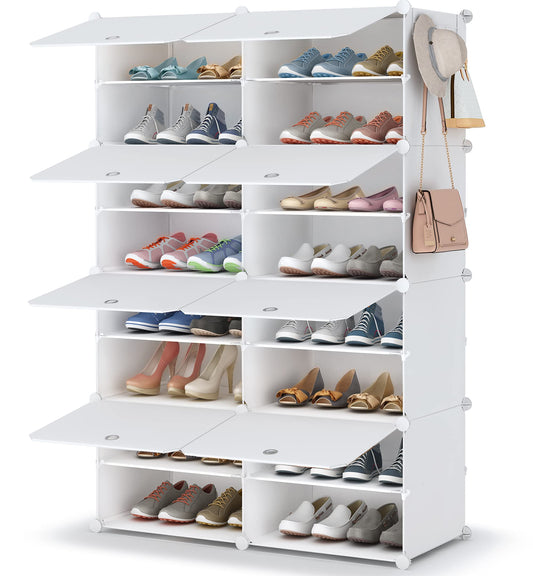 HOMIDEC vue avant du meuble 32 paires, gain de place visible