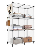 HOMIDEC vue de face du meuble 6 cubes, rangement compact et organisé