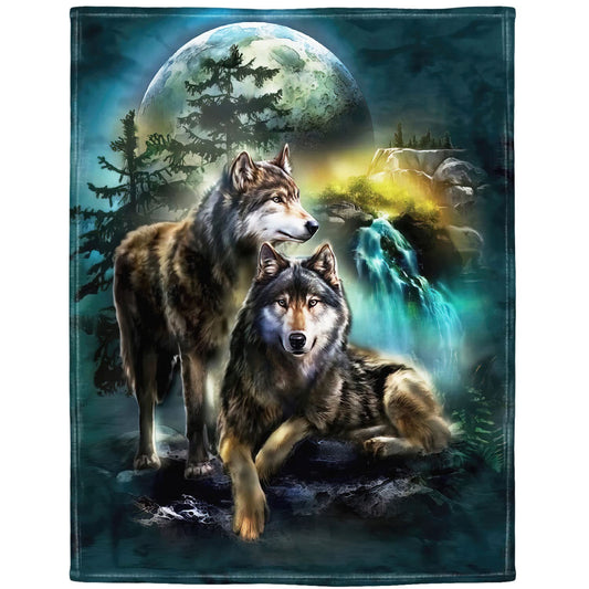 HommomH plaid face avant avec motif Moon Wolf, ajoute une touche décorative