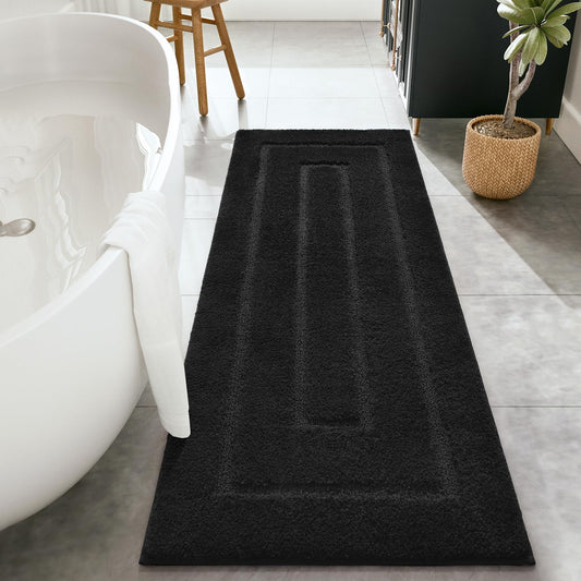 HOMORE tapis de bain face avant noir montrant design élégant et protection du sol
