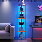 HONGOUZWL étagère d'angle vue de face montrant rangement rustique et design compact