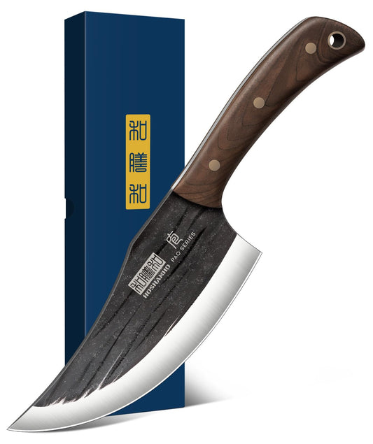 HOSHANHO couteau vue de face montrant tranchant précis et design viking