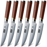 HOSHANHO vue frontale du coffret de 6 couteaux à steak, présentation élégante