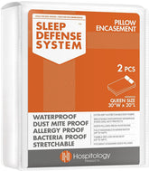 HOSPITOLOGY PRODUCTS vue avant de la housse zippée protégeant deux oreillers, protection imperméable