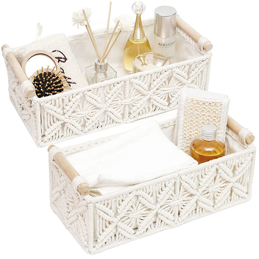 HOSROOME panier bohème en corde face montrant rangement ordonné et style