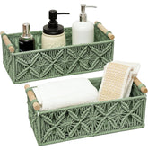 HOSROOME panier boho face avant montrant rangement propre et décoratif