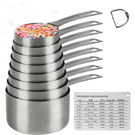 Hotsyang ensemble de tasses doseuses inox 18/8 face avant montrant toutes les tailles pour organisation
