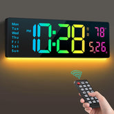 Hournor horloge murale 16" vue frontale avec chiffres lumineux, lisibilité à distance