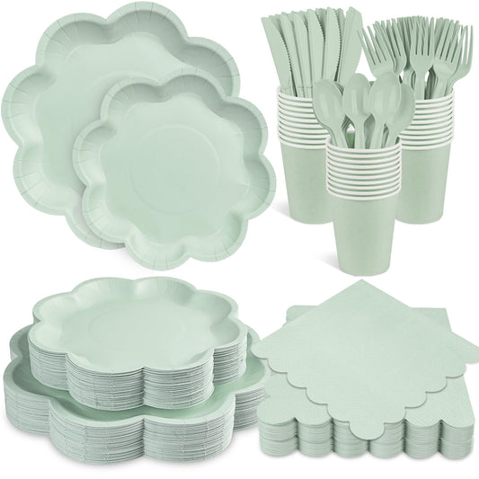 Houuqe assiette dîner vert sauge montrant design élégant et tenue pour plats chauds
