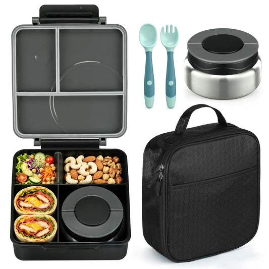 Howeemo vue avant de la boîte bento noire protégeant les repas