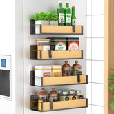 HuggieGems vue avant du support en bois montrant rangement compact