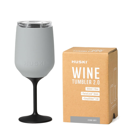 Huski verre à vin face avant pierre gris, design primé et élégant