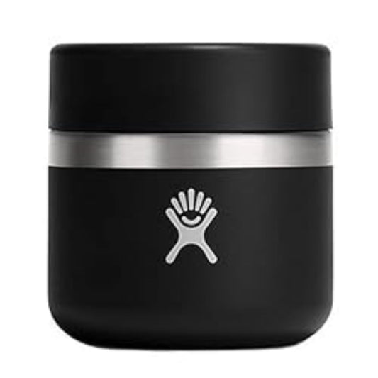 Hydro Flask face avant noir, design compact et étanche pour transport sûr