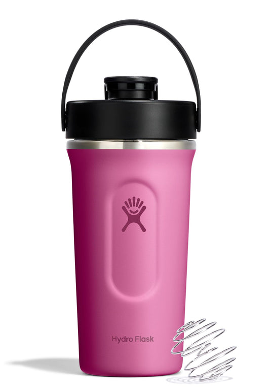 Hydro Flask vue avant bouteille Reef Pink, design ergonomique et couleur vive