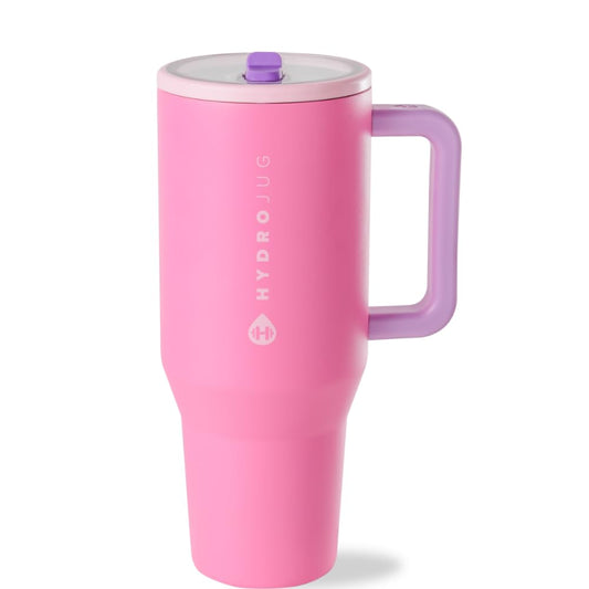 HydroJug Traveler face avant montrant le design Pink Sugar et la praticité