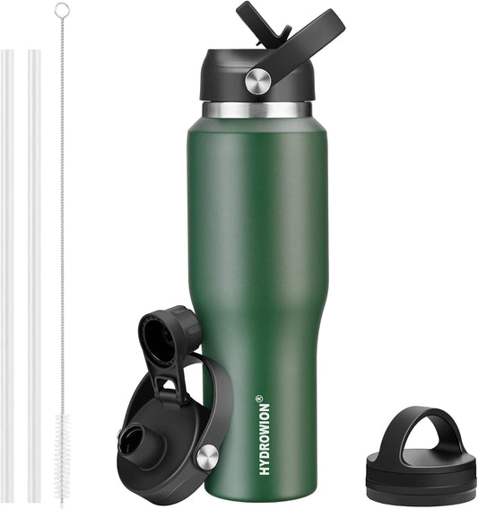 HYDROWION gourde olive vue de face montrant design slim et capacité