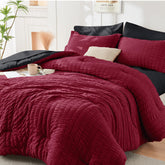HYMOKEGE couette face avant montrant motif rouge et noir pour décoration élégante