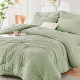 HYMOKEGE vue avant de la parure queen montrant design vert clair et allure soignée