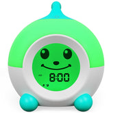 iHoo réveil enfant face montrant couleurs pour réveil et coucher, rassurant