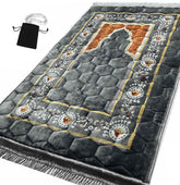 Tapis Islamika face avant gris montrant motif islamique et confort