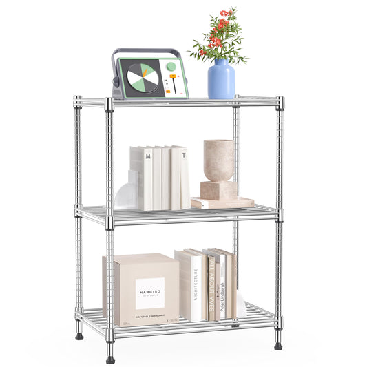 IZEUK étagère 3 niveaux face montrant design compact et rangement optimisé